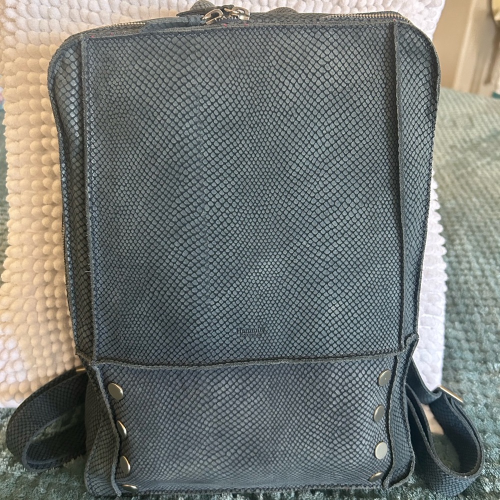 Hammitt Blue stone! Rare Snake-Embossed suede Leather back pack/ Handbag🦄